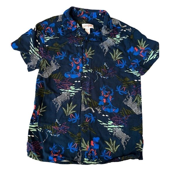 Cat and Jack Tropical Hawaiian button down shirt size XS 4/5 - Picture 1 of 3